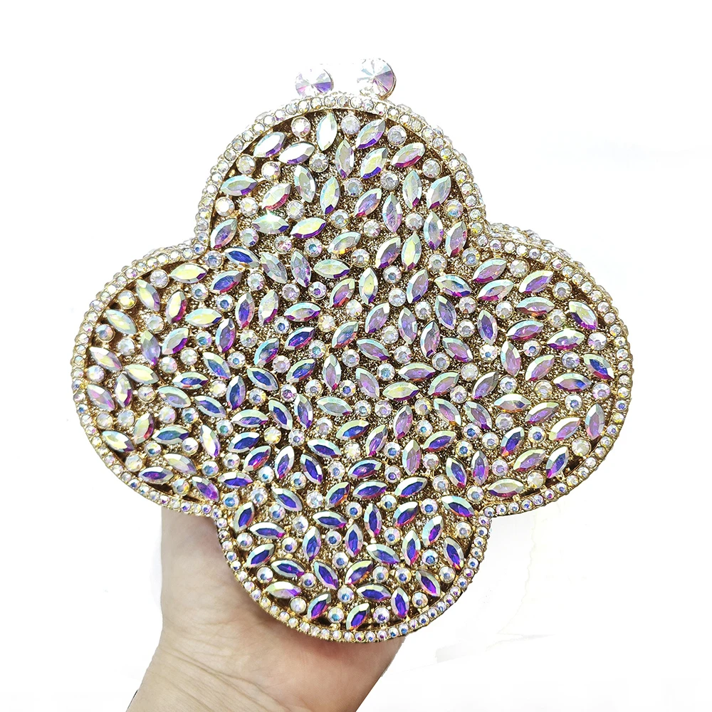 Cloudy Blue Diamond Evening Bag Stones Minaudiere Clutch Silver Crystal Handbag Women Party Prom Bag Bridal Clutches Wedding Pu view 3
