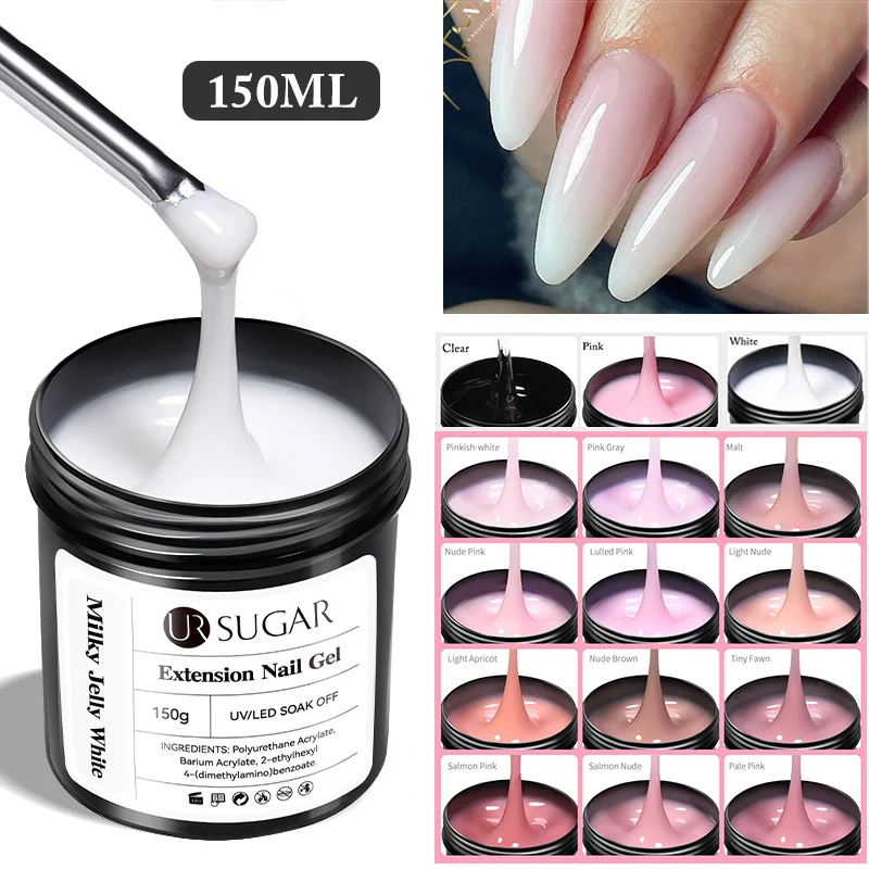 

UR SUGAR 150g Hard Gel For Nail Extension Milky White Quick Building Constructor Gel Self Leveling Reinforcement Gel Soak Off UV