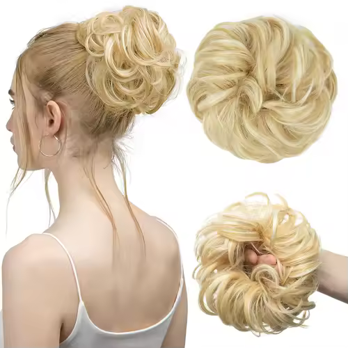 Synthetic Messy Hair Bun Extensions Big Curly Elastic Hair Scrunchies Hairpieces Chignon Donut Updo Hair Pieces for Women - Image 11