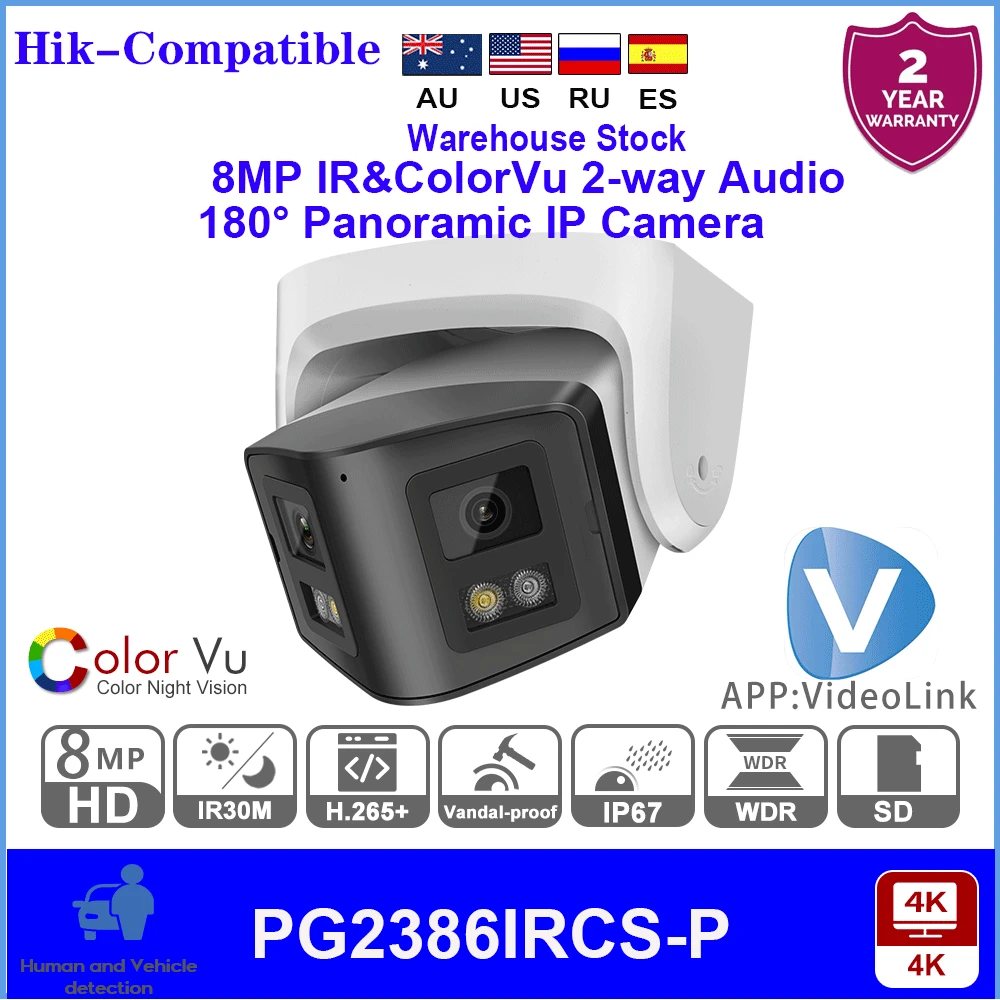 camera ip panoramica hikvision 4k 8mp 180 ir e colorvu audio bidirecional deteccao humana slot para cartao sd plug and play hik nvr 01