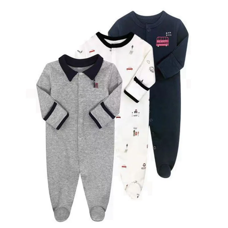 3PCS Spring and Autumn Fashion Newborn Baby Boys Clothes Girl Romper 100% Cotton Print Long Sleeve 0-12M bebe Jumpsuit Clothing