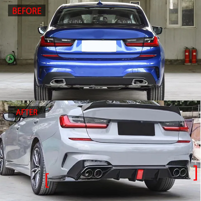 G20 G21 M-Tech With Light Rear Bumper Lip Splitters CMST Style Car Diffuser Lip For BMW 320i 325i 330i M340i M Sport 2019-2023