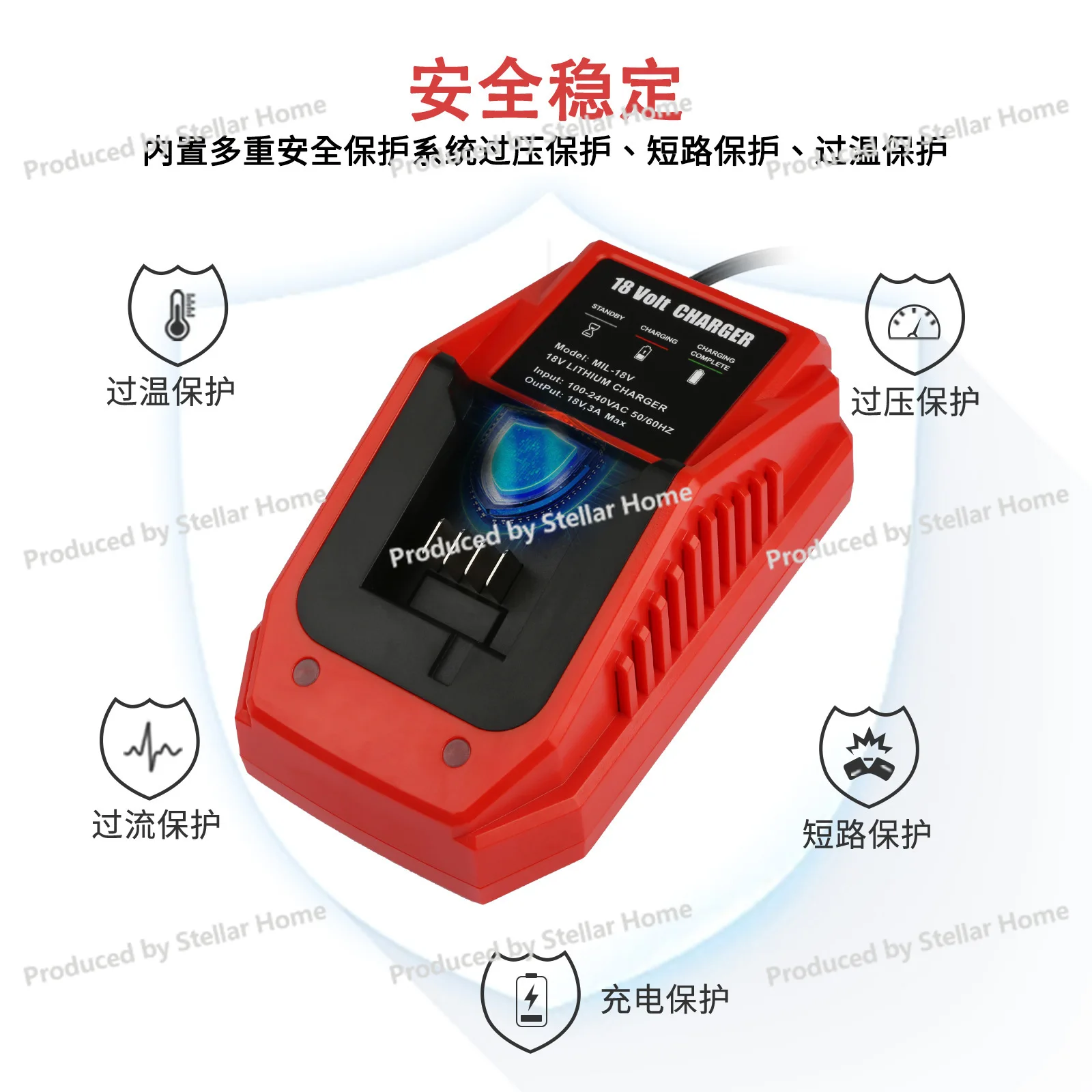 Compatible Charger 3A Fast Charging For MiWooqi Single Charger M18 Single Charger Power Tool Battery