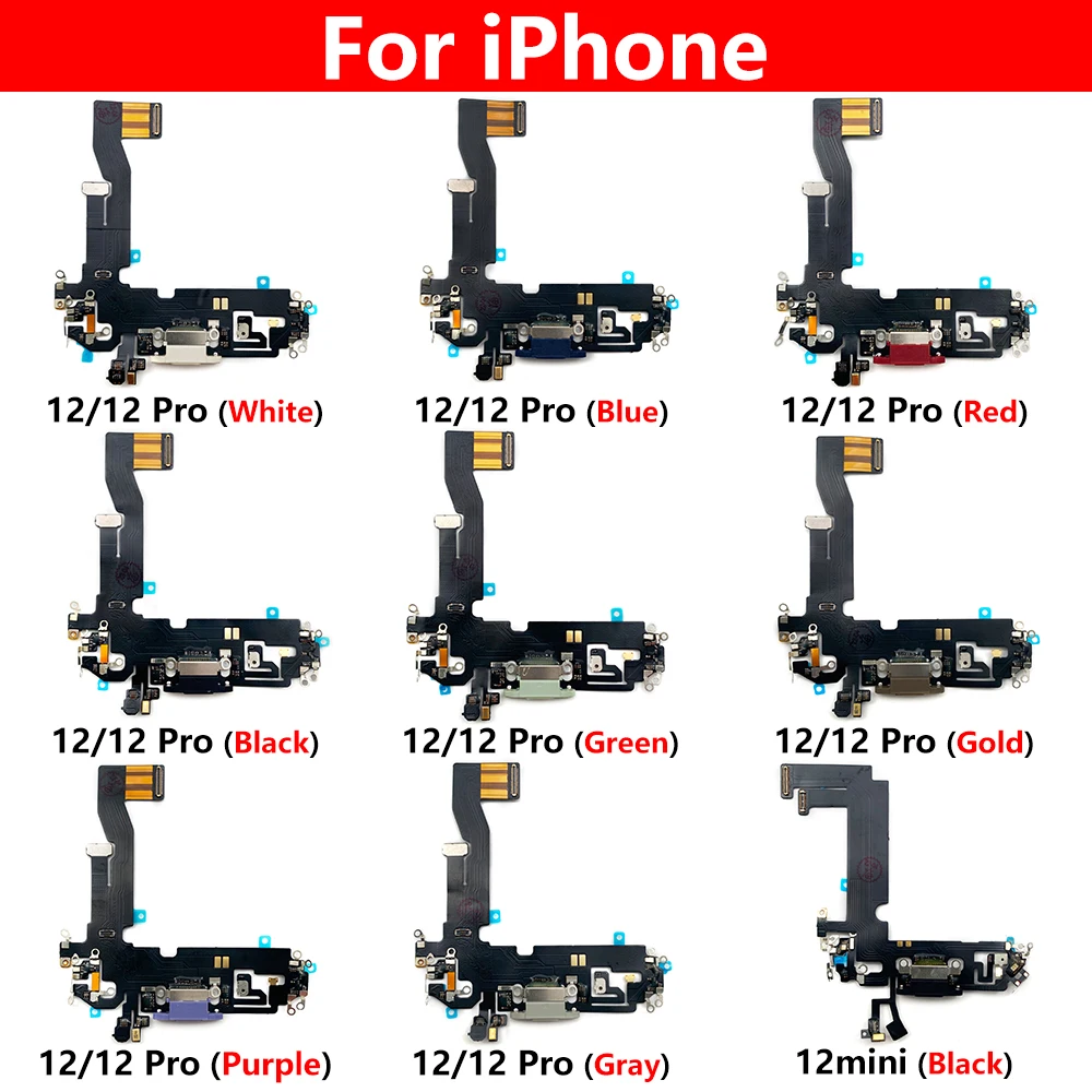 USB Charger Power Port Dock Connector Plug Charging Flex Cable For IPhone 12 Pro Max Microphone Audio Jack For IPhone 12 Mini