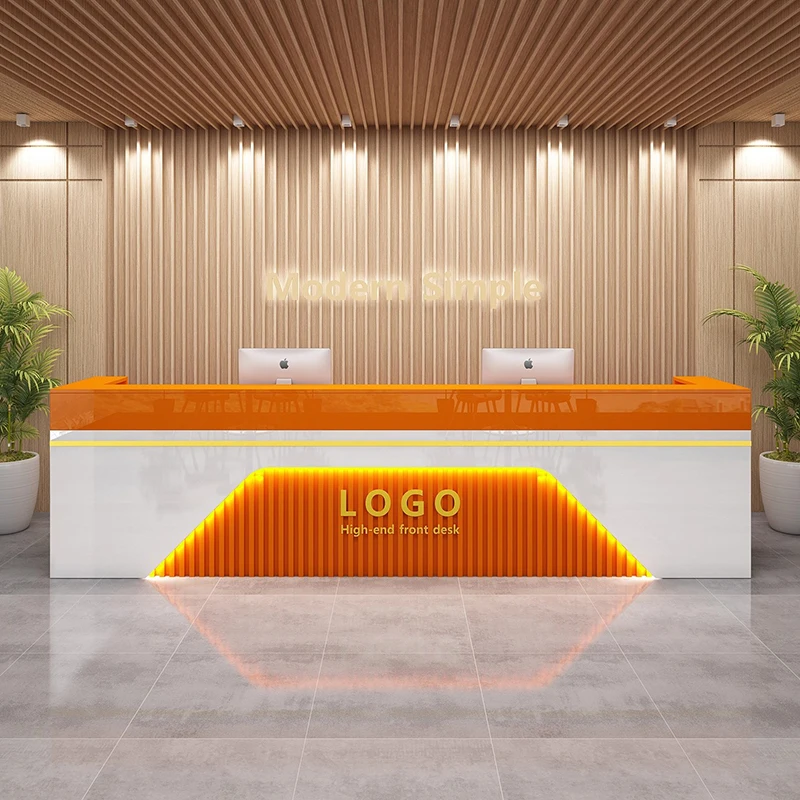 Premium Elegant Reception Desk Unique Creative Nordic Storage Reception Desks Classic Versatile Theke Empfang Office Furniture