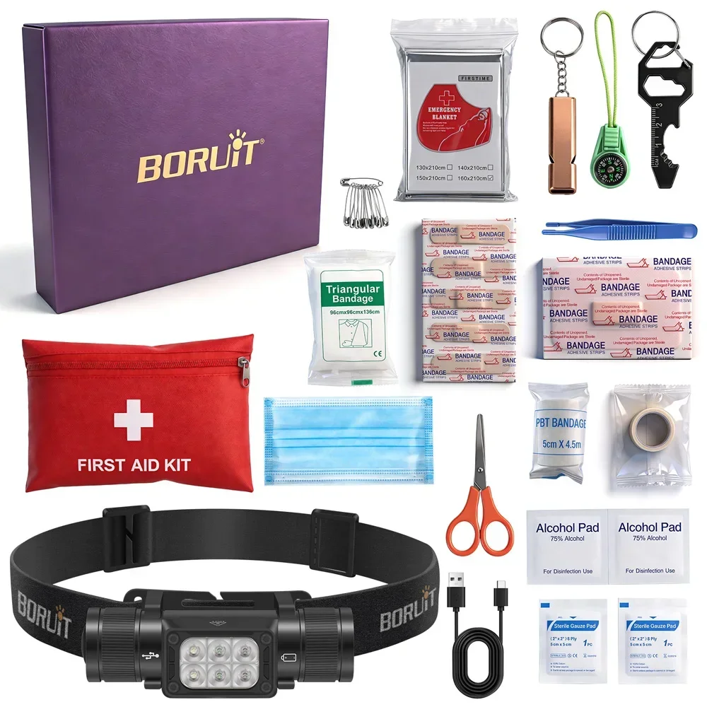 boruit-1000-lumens-ultra-hight-brightness-headlamp-ip67-rainproof-dustproof-portable-headlight-multi-functional-emergency-kit