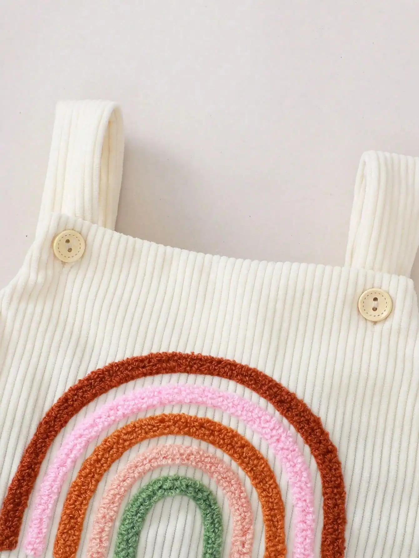 Unisex Baby Rainbow Embroidery Romper 0-24M Cute Casual Infant Onesie for Boys Girls view 4