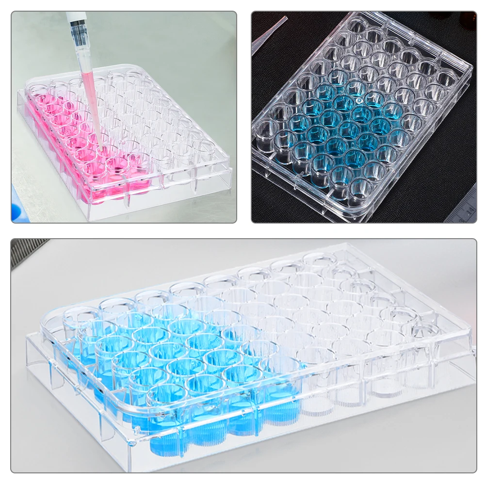 

2 Pcs 48-well Culture Plate Laboratory Tray Cell for Petri Dish with Lid Polystyrene