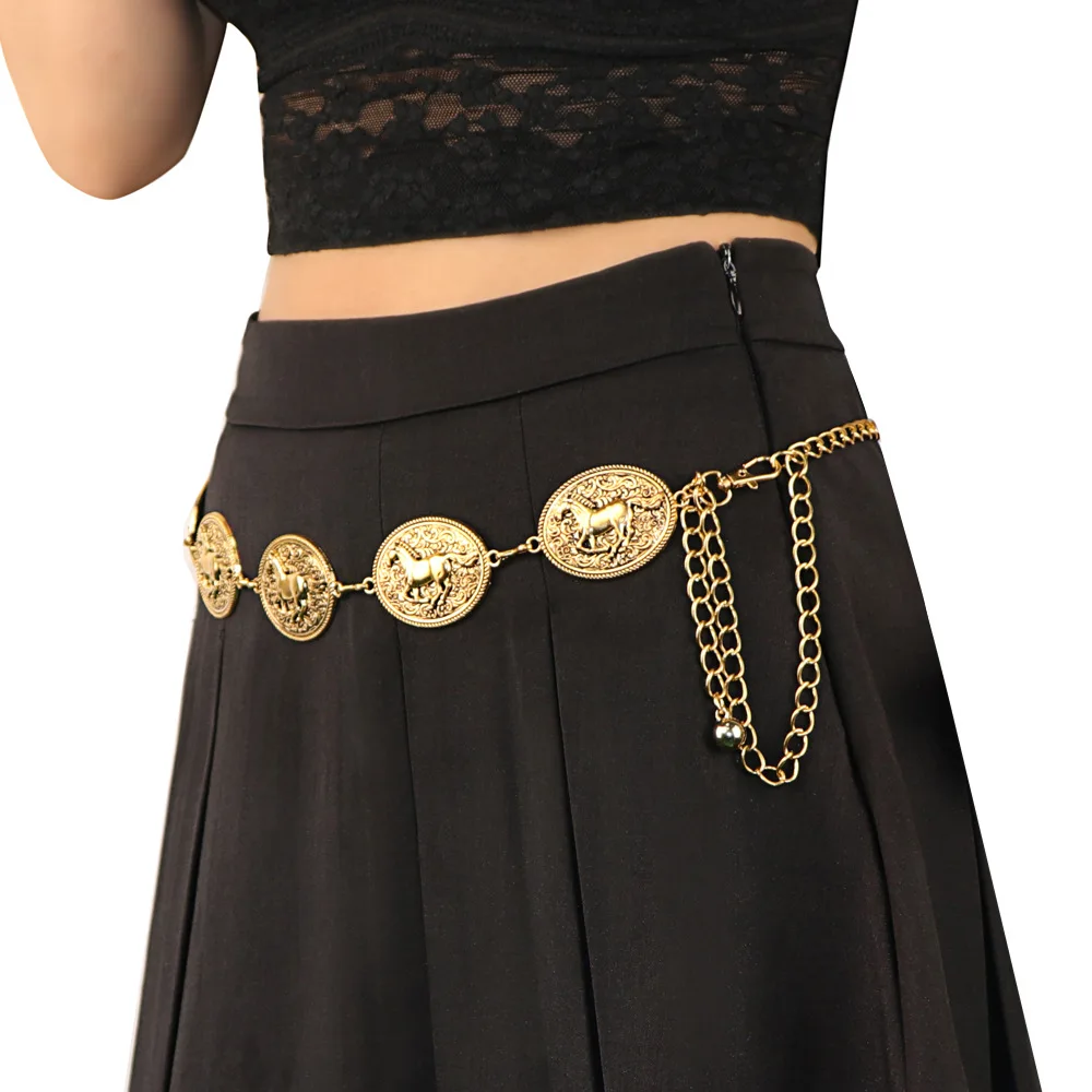 سلسلة خصر نسائية على شكل دائرة مجوفة من Steampunk للنساء، تصميم حزام معدني فني للفستان، بوهو أنيق وعصري