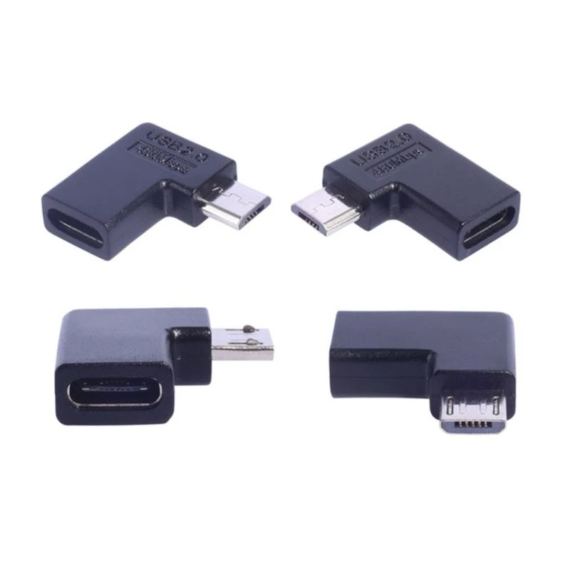 90 Degree Type-C Female To Micro Male USB 2.0 Adapter Microphone Interface 480Mbps Data Transmission 10W Fast Charging Adapter