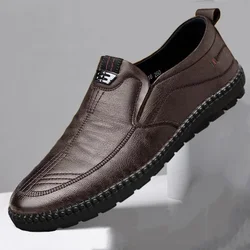 Mens Leather Loafers Non Slip Walking Flats Men Breathable Outdoor Slip on Casual Shoes Sneakers Office Leather Flats shoes Male