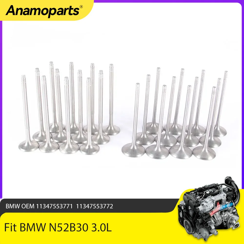 

Engine Intake Exhaust Valve Kit For BMW N52B25 N52B30 125i 330i 528i 630i 730i X3 X5 Z4 2.5L 3.0 L