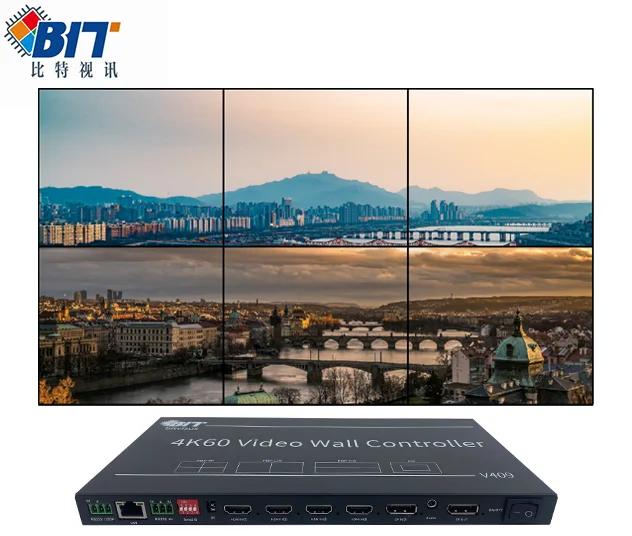 Bitvisus 4K60 4 Inputs 9 Outputs Video Wall Controller 1x3 1x4 1x5 1x6 1x7 1x8 1x9 2x2 2x3 3x3 Video Processor Switcher
