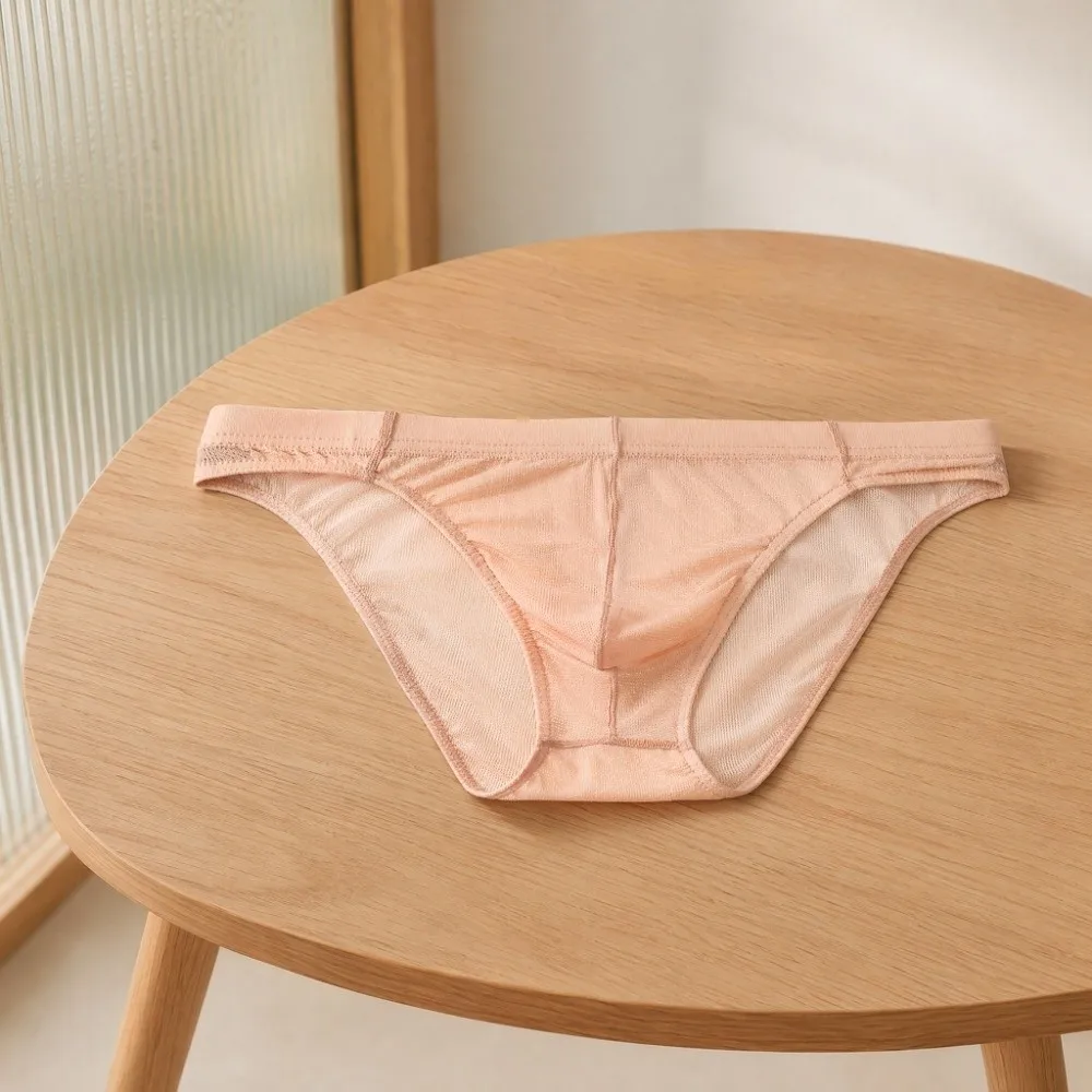 Fashion Lingerie Men Mesh Triangle Panties Breathable Low Waist Men Thin Briefs Thin Soft Transparent Underwear for Men Gifts