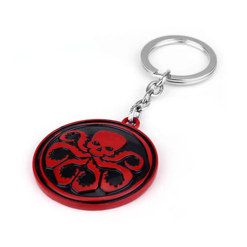 Disney Marvel HYDRA Keychain Villain Organization Red Skull Cosplay Keyring Cosplay Props Bag Fan For Man Woman Accessory Gift