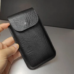 for iPhone 15 Pro Max 14 13 12 Genuine Leather Phone bag ultra-thin magnetic buckle holster belt waist pocket vertical paragraph