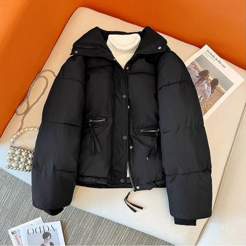 

Down Padded Jacket Female Short Padded Jacket 2024 Winter New Thickened Bread Suit Stand Collar Little Fellow Coat Parsnip