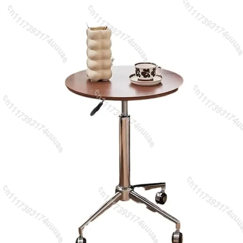 Simple Round Mobile Lifting Coffee Table for Living Room Balcony Small Household Adjustable Height Negotiation Side Table