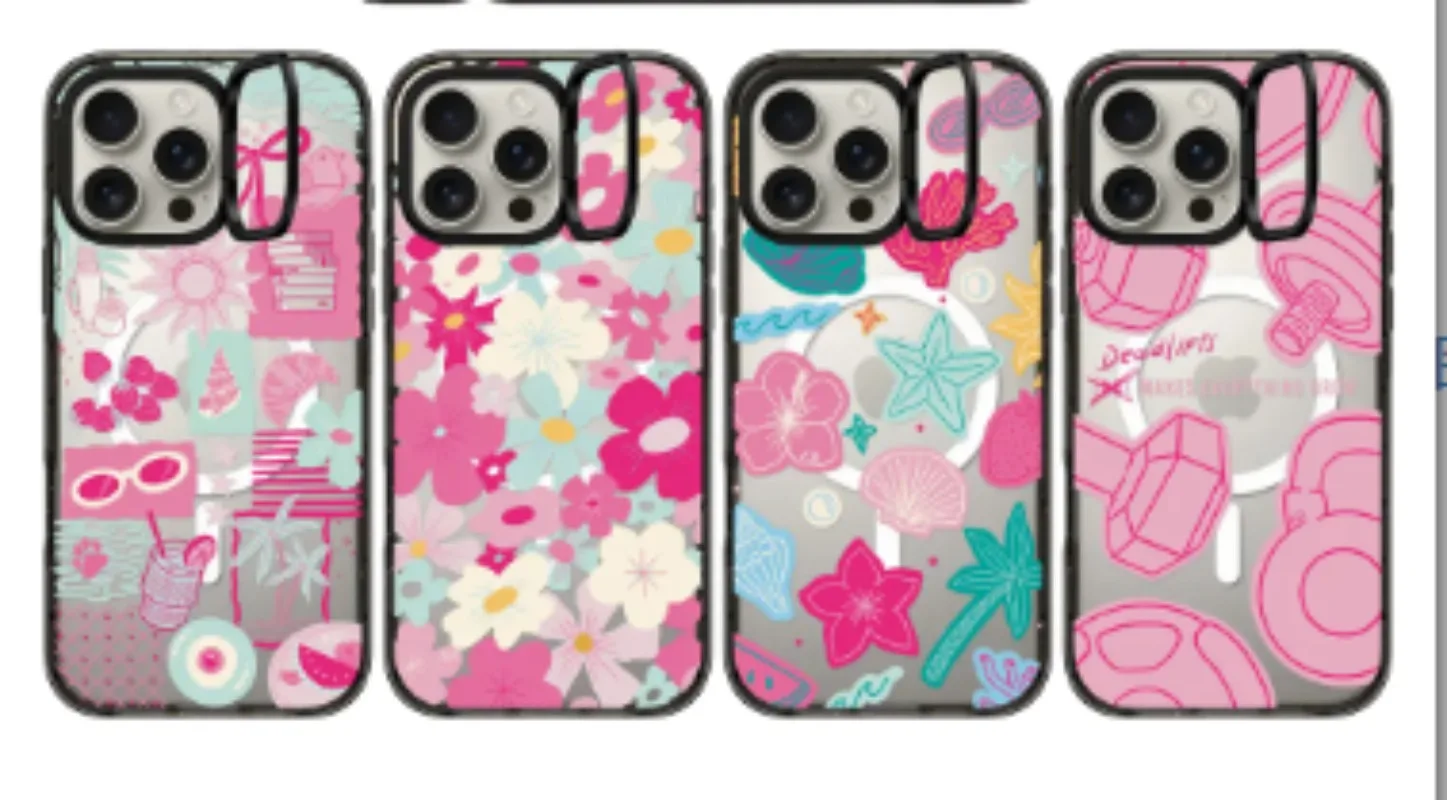 

Holiday Sunglasses Flowers Lens Stand Magnetic Phone Case Cover for IPhone 12 13 14 15 16 17 Pro Max Case for IPhone 17 Air