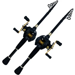 Ghotda-caña de pescar telescópica de carbono y carrete de Baitcasting, Kit de caña de pescar portátil de viaje, peso del cebo 10-30g