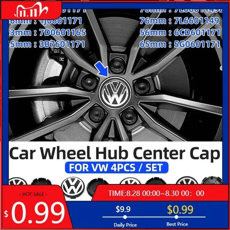 

Hub Caps 4pcs 63mm 56mm 65mm 70mm Car Styling Wheel Center Cap Hub Covers Badge Accessories For VW Volkswagen Golf 3B7601171 1J0