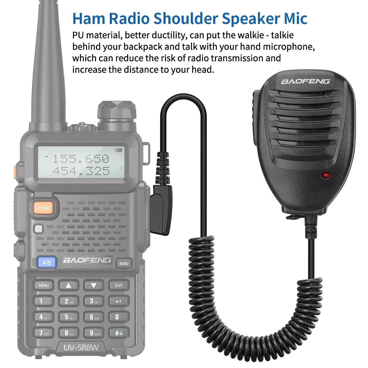 Baofeng Shoulder Speaker Mic Microphone for Baofeng Walkie Talkie UV 5R 82 888S UV S9 PLUS UV 13 16 Pro Quansheng UV K5 5R Plus