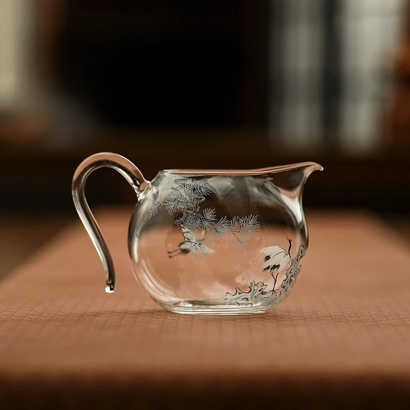 

340 мл журавль из синей сосны, кувшин для чая из боросиликатного стекла, раздельный чайный дозатор ча-хай, чашка правосудия, кружка для чайной церемонии, подарки