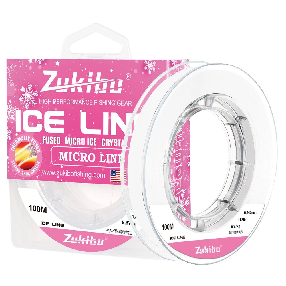 ZUKIBO Fused Micro Ice Crystal Thin Braid Angelschnur 0,05 mm-0,235 mm USA Design Translucent Superline Low Memory Soft Ice Line