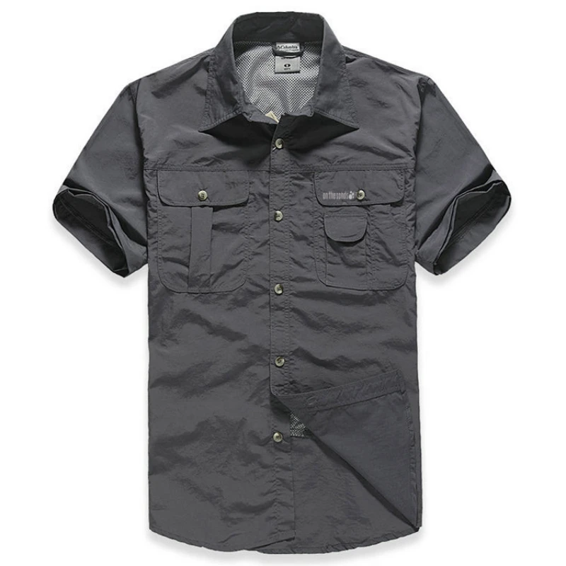 Men\'s short sleeved Shirt Hiking Camping Breathable Quick Dry UV Protection Solid Convertible Long Sleeve Climbing Fishing Blous
