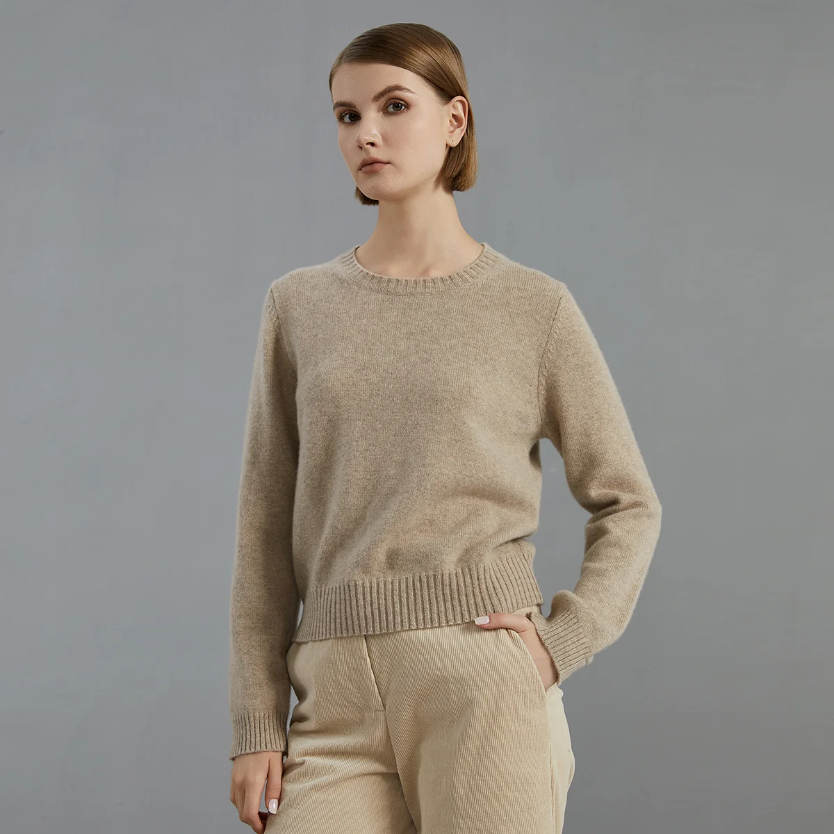 BC748 High Quality Luxury Women's Clothing 100% Cashmere crew neck Pullover Knitted Sweater winter