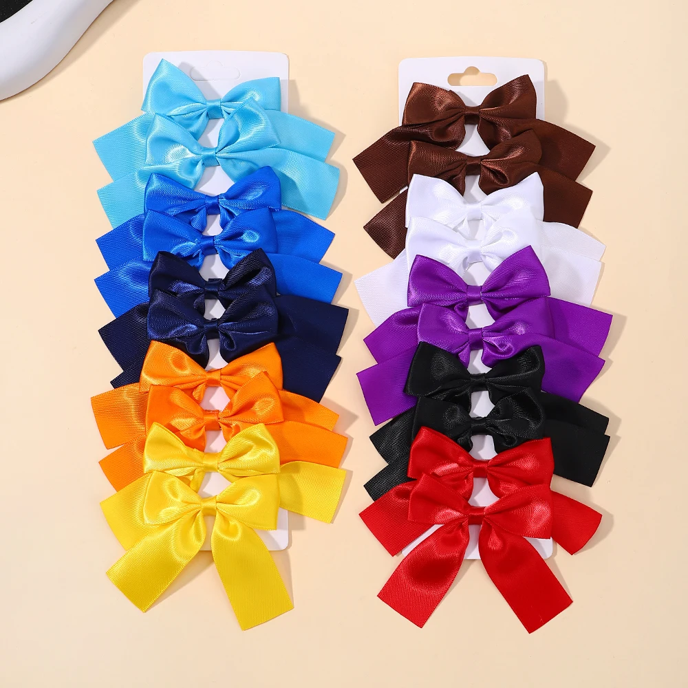 

2Pcs/set Girl Bow Hairclips Delicate Ribbon Hairpins for Kids Baby Hair Accessories 3.5inch Lovely Headwear Hairgripe Wholesale