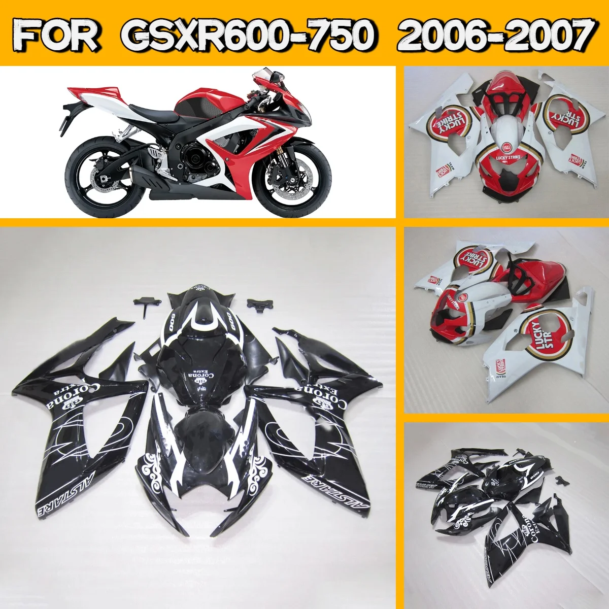Injection Fairing Set 2006 2007 GSXR600 GSXR750 Prime Motorcycle Fairings Kit Custom for Suzuki 06 07 GSXR 600 750