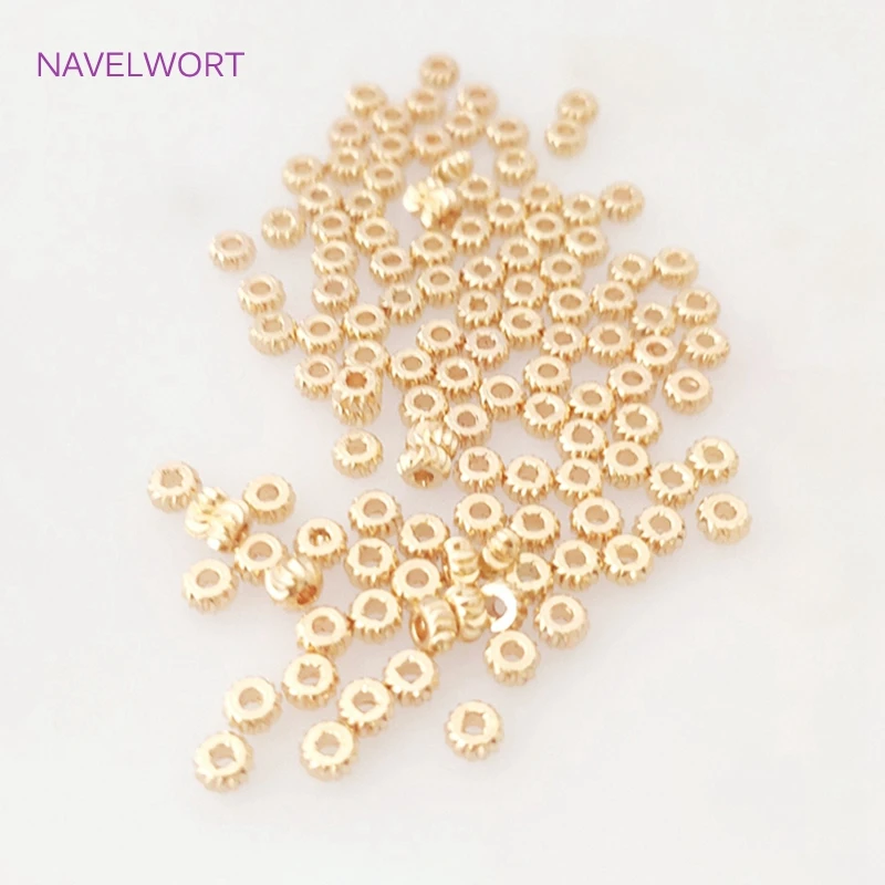 Cuentas espaciadoras de rayas chapadas en oro de 18K, abalorios para la fabricación de joyas DIY, accesorios de cuentas hechas a mano, 2/3/4/5mm