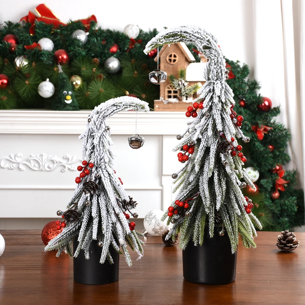 

1 шт., искусственная рождественская елка, настольная фигурка, украшение, снег, флокированная рождественская елка для семьи, друга, сосед, новогодний подарок
