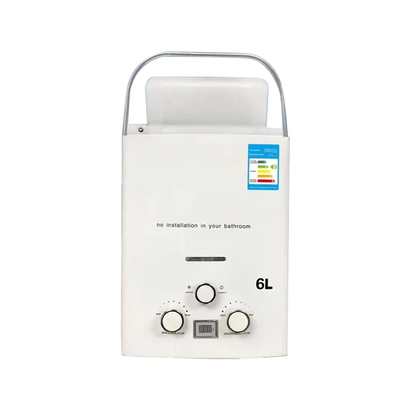 Aquecedor de água portátil para RV de 6L - Aquecedor vertical de gás natural de aço inoxidável para camping (água quente instantânea, eficiente em termos de energia)