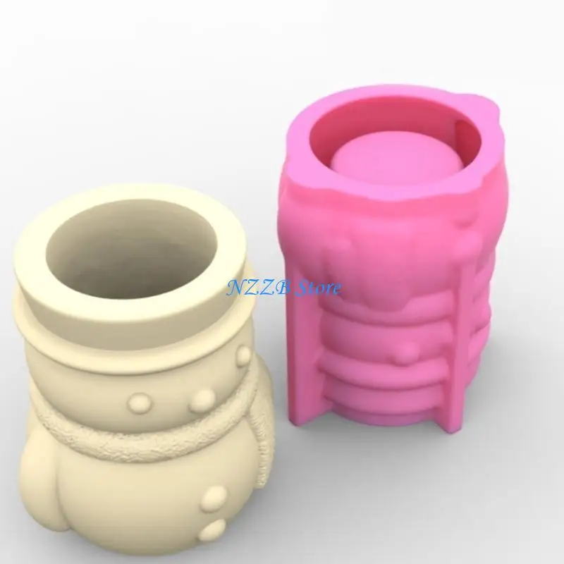 T21F قالب مزهرية سيليكون متعدد الاستخدامات قوالب خرسانة قالب صب سيليكون على شكل رجل ثلج #2