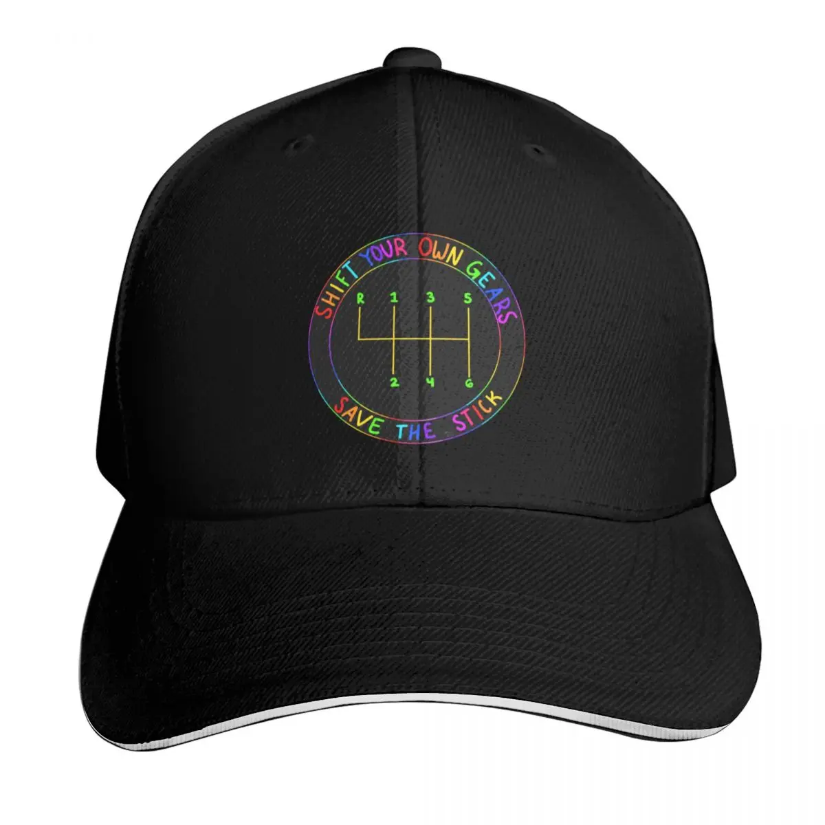 Shift Your Own Gears Save The Stick Baseball Cap Contrast Two Tone Brim Snapback Flat Bill Strapback Dad Hat