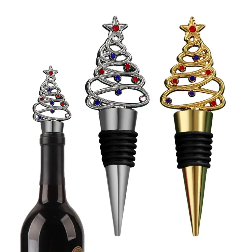 Christmas Wine Bottle Stopper Festive Christmas Tree Wine Stoppers Set Reusable Bottle Sealers For Xmas Party Favors For Wine