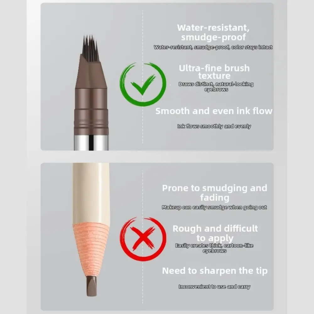 New Multi-Pronged Tip 4D Eyebrow Pencil Long-Lasting Smudge-Proof Liquid Eyebrow Pencil Precise Outlining Eyebrow Tint for Girls