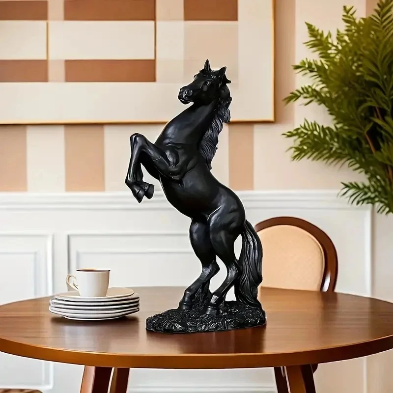 Resin sculpture of a leaping horse statue European-style for living rooms and offices Table decoration and accessories
