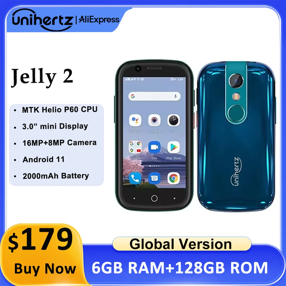 Unihertz Jelly 2 Mini Smartphone 6GB 128GB Android 11 Helio P60