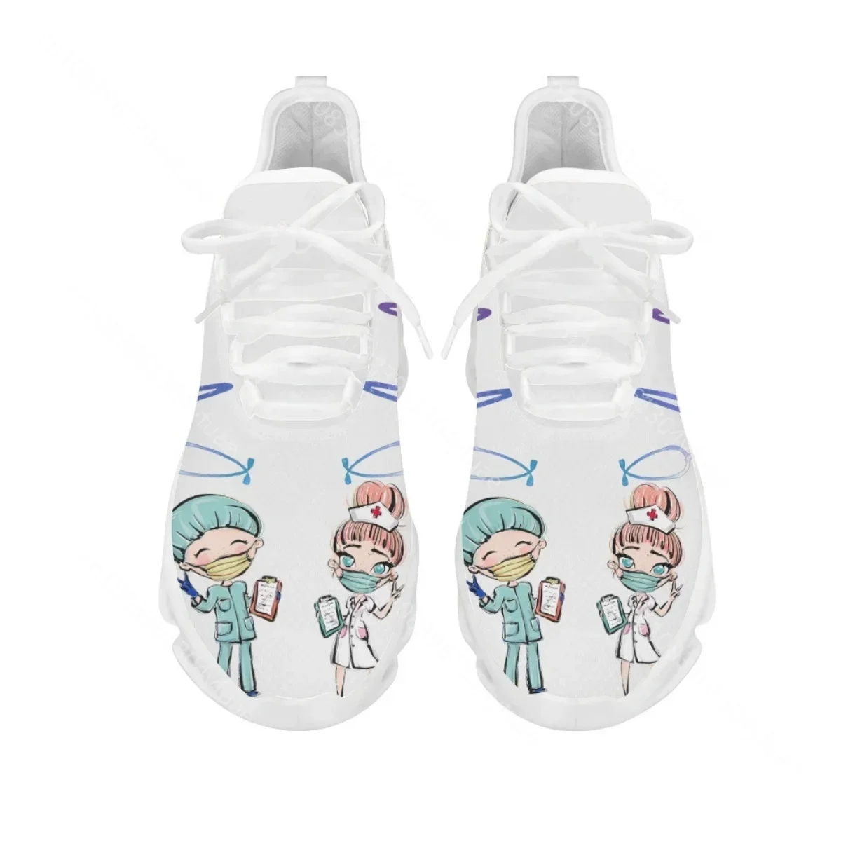 Women White Nursing Shoes Cute Cartoon Nurse Doctor Healthcare Brand Design Ladies Mesh Flats Sneakers Zapatillas