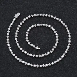 New Women's Fashion Customized Jewelry Necklace 18k Sparkling Zircon Diamond Star Tennis Necklace Birthday Gift Straight Hair