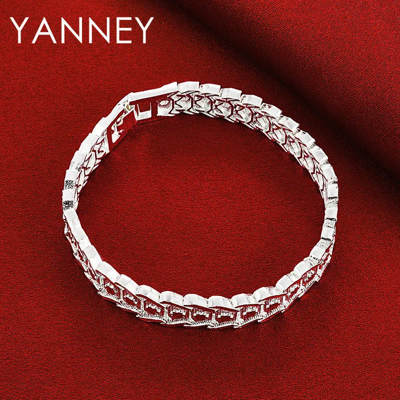 New 925 Sterling Silver 8 Inches Fine Watch Strap Bracelet For Women Hip Hop Fashion Charm Wedding Jewelry Gifts Accessories