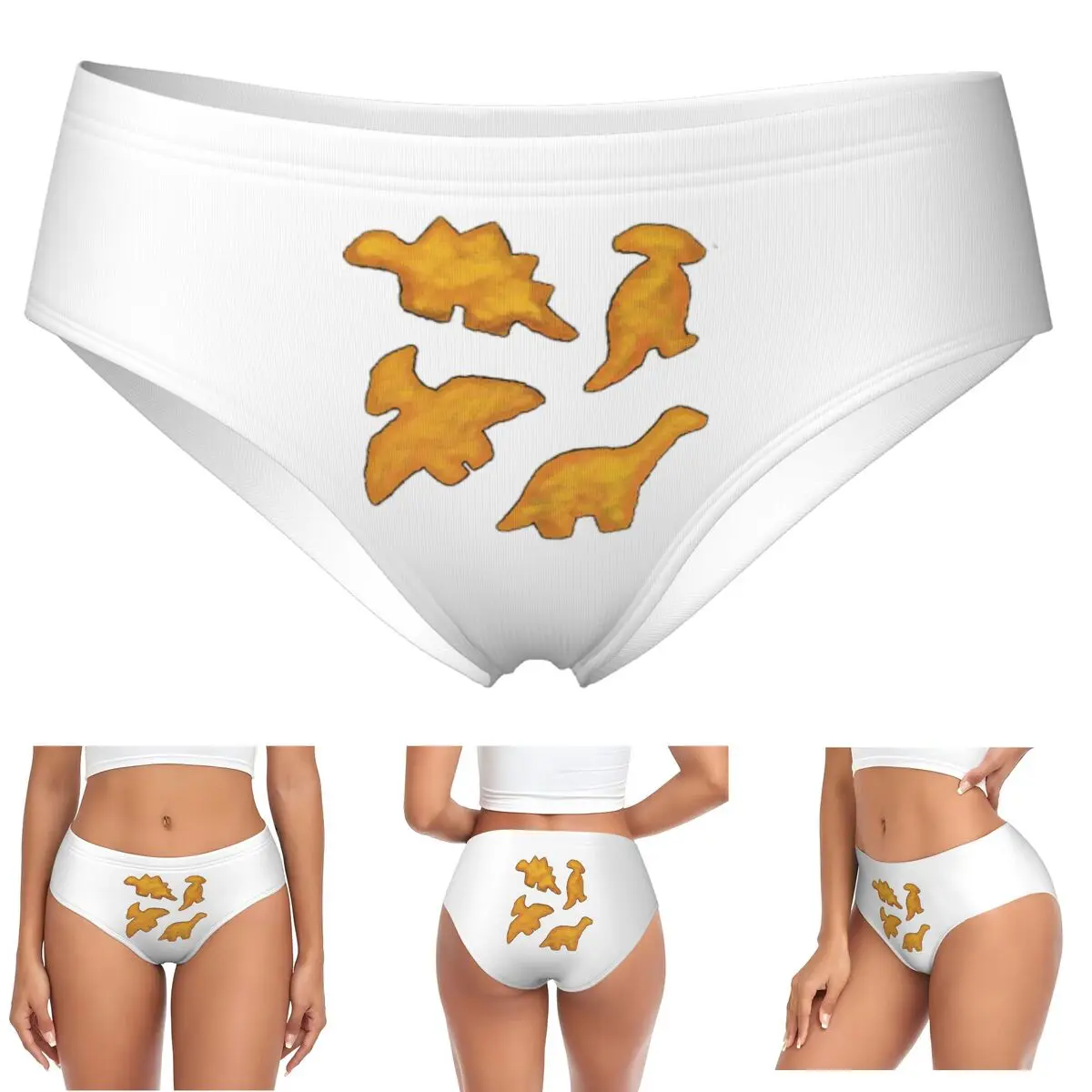 Bragas personalizadas de Dino Nuggets, 4 piezas, Ranch Attack, calzoncillos cómodos para mujer, ropa interior, calzoncillos femeninos transpirables