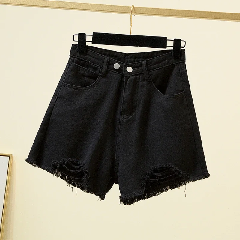 Ripped Denim Shorts Women Ulzzang S-3XL Sexy Lady Summer Wide Leg Baggy All-match Streetwear Vintage Youth Chic Simple