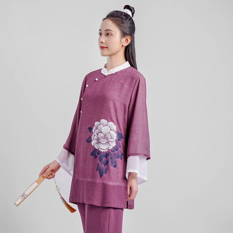 Women's Elegant Martial Arts Clothes Tai Chi Uniform Kung Fu Performance and Competition Costume Traditional Chinese Watermelon