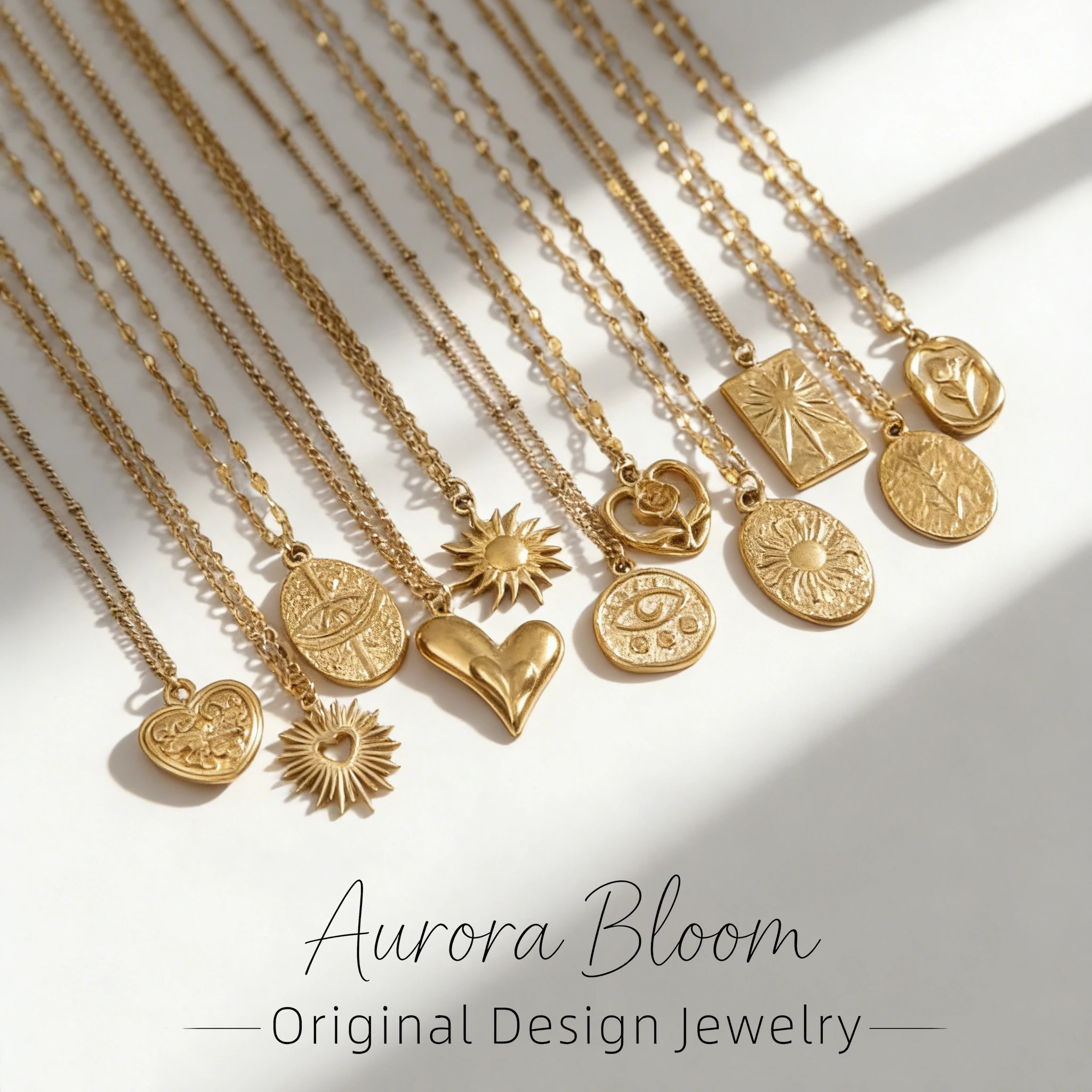 AURORA Minimalist Stainless Steel Sun Pendant Necklaces For Women Vintage Daily 18K Gold Choker Neck Women's Jewelry Decoration