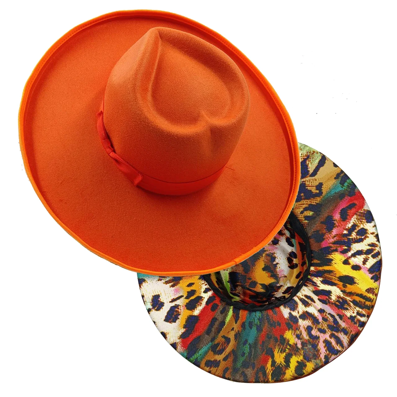 Leopard print love Fedora hat new wholesale brim Fedora hat large monochrome new neutral brim jazz hat winter gorras para hombre