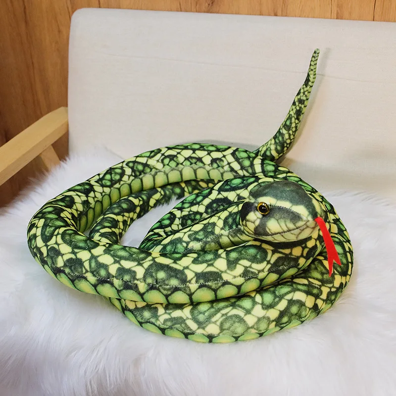 Simulated long python plush toy 3D printing realistic prank snake toy spoof toy for kids plush snake toy birthday gifts